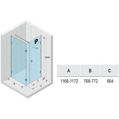 Riho Scandic NXT X204 kabina prysznicowa 120x80 cm prostokątna prawa czarny mat/szkło przezroczyste G001096121