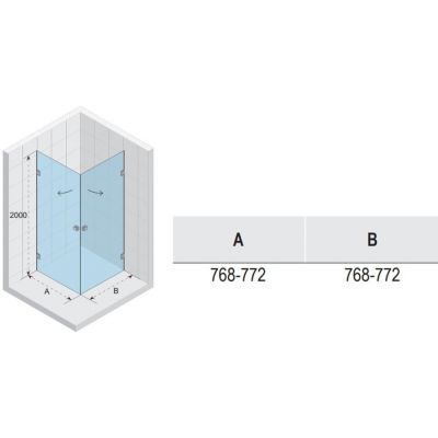 Riho Scandic NXT X209 kabina prysznicowa 80x80 cm kwadratowa czarny mat/szkło przezroczyste G001101121