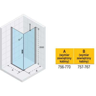 Riho Novik Z201 kabina prysznicowa 80x80 cm kwadratowa chrom błyszczący/szkło przezroczyste G003006120