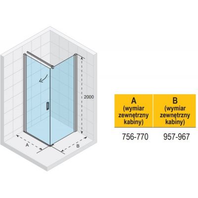 Riho Novik Z201 kabina prysznicowa 80x100 cm prostokątna chrom błyszczący/szkło przezroczyste G003008120