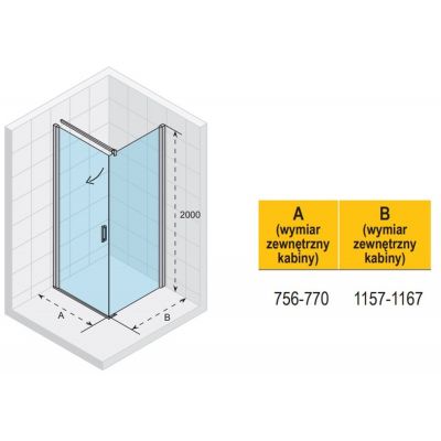 Riho Novik Z201 kabina prysznicowa 80x120 cm prostokątna chrom błyszczący/szkło przezroczyste G003009120