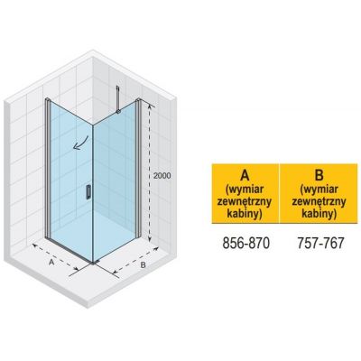 Riho Novik Z201 kabina prysznicowa 90x80 cm prostokątna chrom błyszczący/szkło przezroczyste G003010120