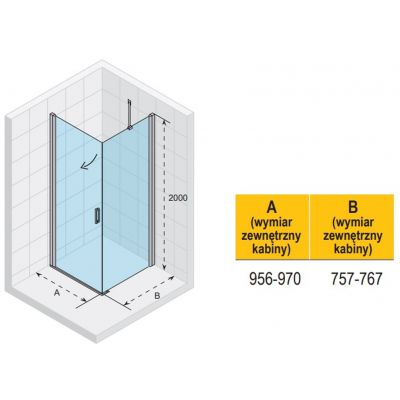 Riho Novik Z201 kabina prysznicowa 100x80 cm prostokątna chrom błyszczący/szkło przezroczyste  G003014120