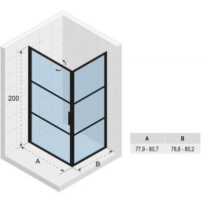 Riho Grid GB201 kabina prysznicowa 80x80 cm kwadratowa czarny mat/szkło Grid G004007121