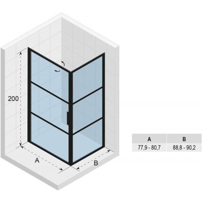 Riho Grid GB201 kabina prysznicowa 80x90 cm prostokątna czarny mat/szkło Grid G004008121