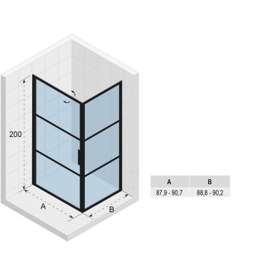 Riho Grid GB201 kabina prysznicowa 90x90 cm prostokątna czarny mat/szkło Grid G004011121