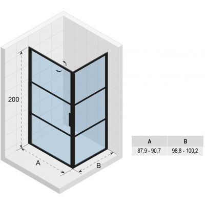 Riho Grid GB201 kabina prysznicowa 90x100 cm prostokątna czarny mat/szkło Grid G004012121