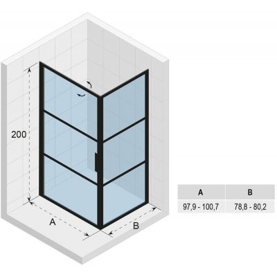 Riho Grid GB201 kabina prysznicowa 100x80 cm prostokątna czarny mat/szkło Grid G004013121