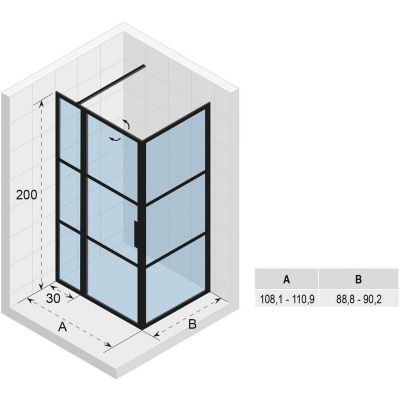 Riho Grid GB203 kabina prysznicowa 110x90 cm prostokątna czarny mat/szkło Grid G004017121