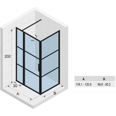 Riho Grid GB203 kabina prysznicowa 120x90 cm prostokątna czarny mat/szkło Grid G004020121