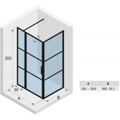 Riho Grid GB203 kabina prysznicowa 130x90 cm prostokątna czarny mat/szkło Grid G004023121