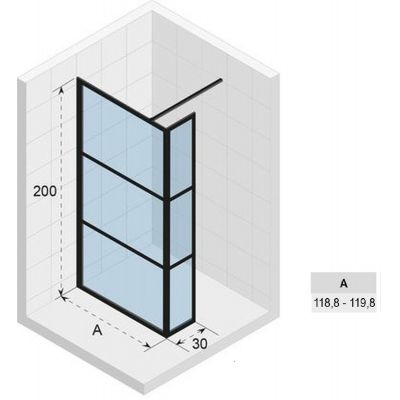 Riho Grid GB402 Walk-In kabina prysznicowa 120x30 cm wolnostojąca czarny mat/szkło Grid G004039121