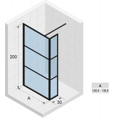 Riho Grid GB402 Walk-In kabina prysznicowa 140x30 cm wolnostojąca czarny mat/szkło Grid G004040121