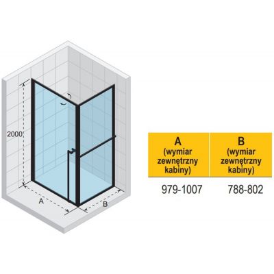 Riho Lucid GD201 kabina prysznicowa 100x80 cm prostokątna czarny mat/szkło przezroczyste G005013121