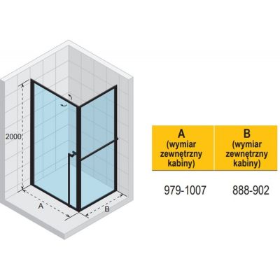 Riho Lucid GD201 kabina prysznicowa 100x90 cm prostokątna czarny mat/szkło przezroczyste G005014121
