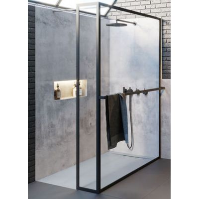 Riho Lucid GD402 Walk-In kabina prysznicowa 100x30 cm wolnostojąca czarny mat/szkło przezroczyste G005034121