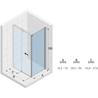 Riho Ocean O203 kabina prysznicowa 100x80 cm prostokątna lewa chrom błyszczący/szkło przezroczyste G006004120