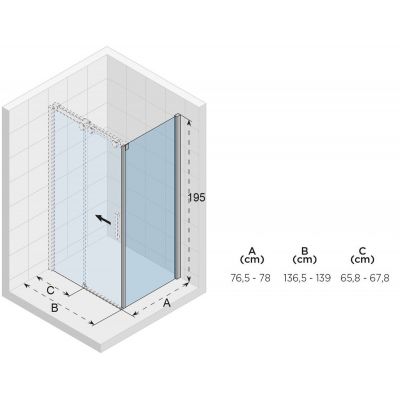 Riho Ocean O203 kabina prysznicowa 140x80 cm prostokątna prawa chrom błyszczący/szkło przezroczyste G006009120