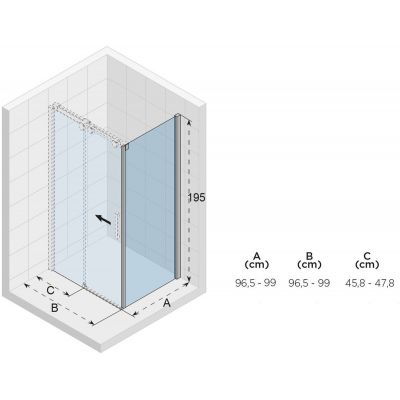 Riho Ocean O203 kabina prysznicowa 100x100 cm kwadratowa prawa chrom błyszczący/szkło przezroczyste G006017120