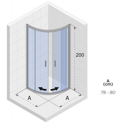 Riho Hamar 2.0 R309 kabina prysznicowa 80x80 cm półokrągła chrom błyszczący/szkło przezroczyste G007001120