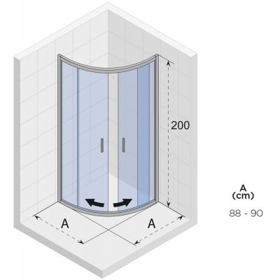 Riho Hamar 2.0 R309 kabina prysznicowa 90x90 cm półokrągła chrom błyszczący/szkło przezroczyste G007002120