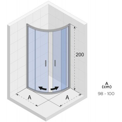Riho Hamar 2.0 R309 kabina prysznicowa 100x100 cm półokrągła chrom błyszczący/szkło przezroczyste G007003120