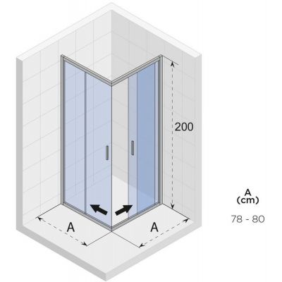 Riho Hamar 2.0 R207 kabina prysznicowa 80x80 cm kwadratowa chrom błyszczący/szkło przezroczyste G007004120