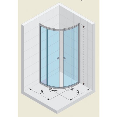 Kabina półokrągła 970 x 970 x 1950 mm Riho Hamar GR25200