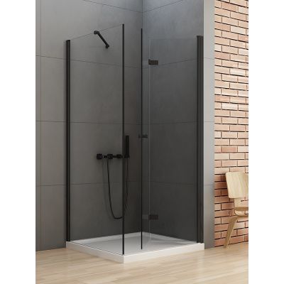 New Trendy New Soleo Black kabina prysznicowa 90x80 cm prawa czarny mat/szkło przezroczyste D-0239A/D-0114B