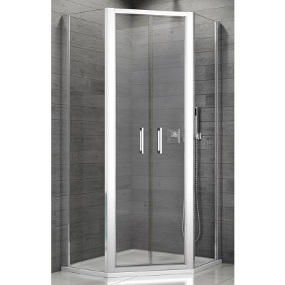 SanSwiss TOP-Line kabina prysznicowa 90 cm pięciokątna srebrny mat/szkło przezroczyste TOP5270900107