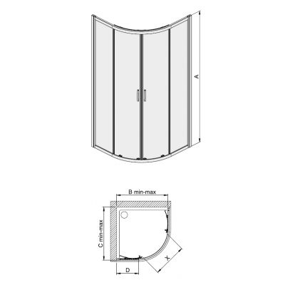 Sanplast Basic kabina prysznicowa 80 cm półokrągła narożna typ KP4/BASIC biały/szkło przezroczyste 600-450-0250-01-400