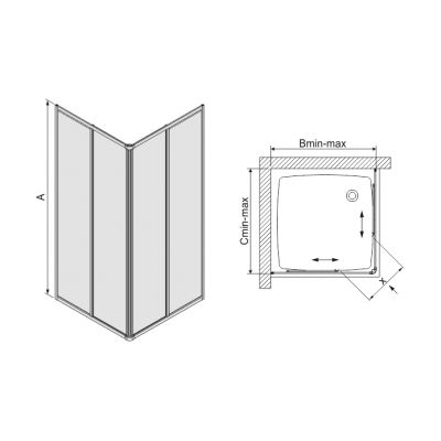 Sanplast Eko Plus kabina prysznicowa 90x90 cm kwadratowa narożna typ KN/EkoPlus 600-130-0030-10-520