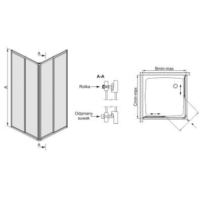 Sanplast Eko Plus kabina prysznicowa 80x80 cm kwadratowa narożna typ KN-II/EKOPLUS-80/185-S biewCR 600-130-0221-01-370