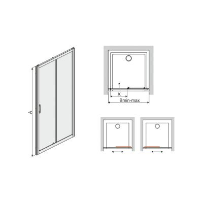 Sanplast TX drzwi wnękowe 90 cm D2/TX5-b-90 przesuwne srebrny błyszczący/szkło przezroczyste 600-271-1100-38-401