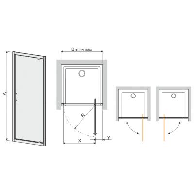 Sanplast TX drzwi prysznicowe 90 cm wnękowe DJ/TX5b-90 srebrny błyszczący/szkło Sitodruk W15 600-271-1050-38-231