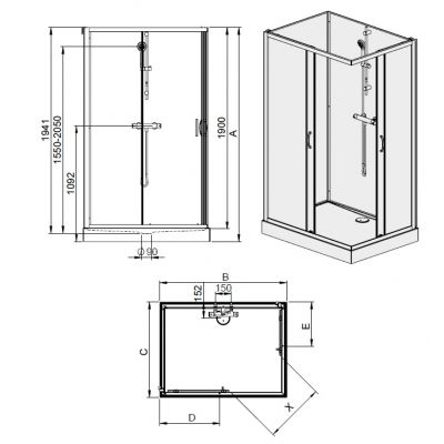 Sanplast Basic Complete KCKN/Basic-S+Bza kabina prysznicowa 100x80 cm prostokątna z brodzikiem i zestawem prysznicowym biały 602-460-0120-01-4B0
