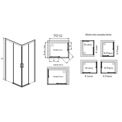 Sanplast Free Zone KNP/FREEZONE kabina prysznicowa 90x80 cm prostokątna prawa srebrny błyszczący/szkło przezroczyste 600-271-3620-38-401