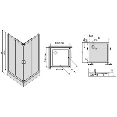 Sanplast TX kabina prysznicowa 90 cm kwadratowa z brodzikiem typ KN/TX4b-90+Bza 602-271-0031-39-400