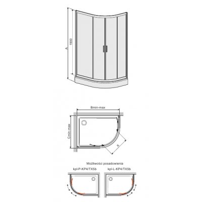 Sanplast TX kabina prysznicowa 90x120 cm asymetryczna narożna typ kpl-P-KP4/TX5b-90x120 602-271-0320-39-400