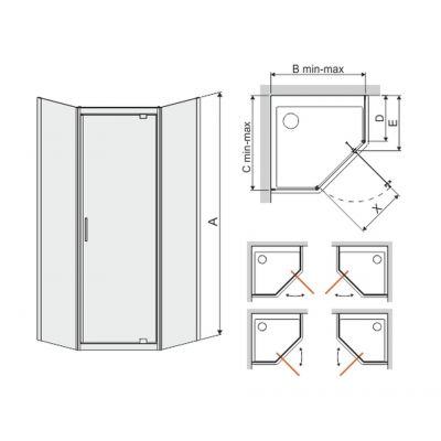 Sanplast TX PKDJ/TX5b-90 biewW0 kabina prysznicowa 90x190 cm pięciokątna biały/szkło przezroczyste 600-271-0930-01-401