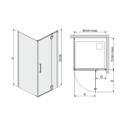 Sanplast Space Line KNDJ2P/SPACE-100 kabina prysznicowa 100 cm kwadratowa prawa srebrny błyszczący/szkło przezroczyste 600-100-1070-42-401