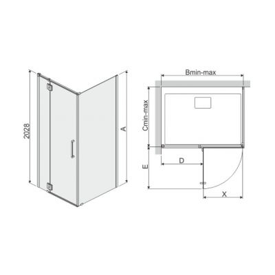 Sanplast Space Line KNDJ2L/SPACE kabina prysznicowa 90x80 cm prostokątna lewa srebrny błyszczący/szkło przezroczyste 600-100-1190-42-401
