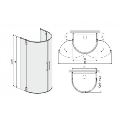 Sanplast Space Line kabina prysznicowa 90x110 cm półokrągła narożna typ KPP/SPACE-90x110 600-100-1590-42-401