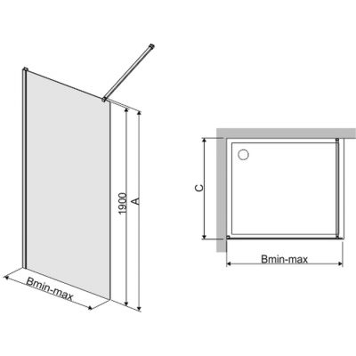 Sanplast TX Walk-In ścianka prysznicowa 90 cm P/TX5b-90 srebrny błyszczący/szkło Cora 600-271-2130-38-371