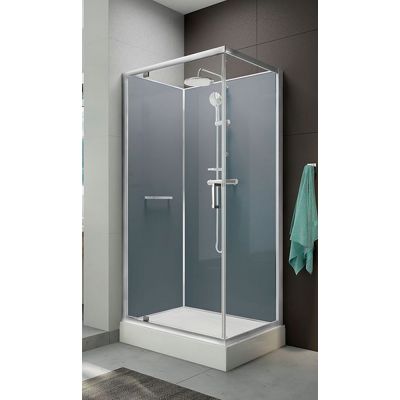 Sanplast Classic II kabina prysznicowa 90x120 cm czterościenna z brodzikiem i zestawem prysznicowym biały/szkło przezroczyste/białe 602-011-0271-01-4B1