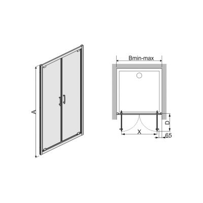 Sanplast TX drzwi prysznicowe 70 cm DD/TX5b-70 wnękowe srebrny błyszczący/sitodruk W15 600-271-1900-38-231