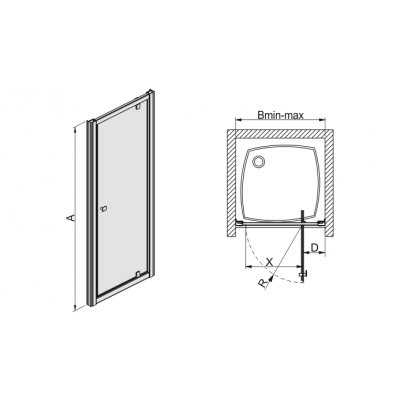 Drzwi prysznicowe 80 cm typ DJ/VE Sanplast Vera 600-050-0320-38-401