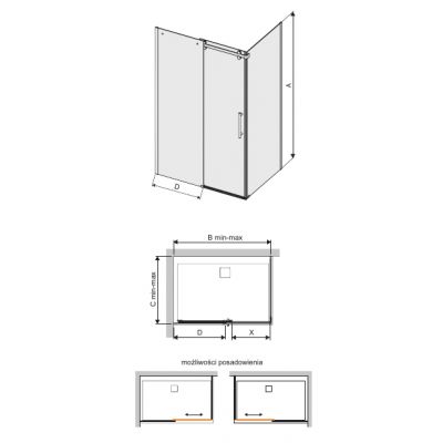 Sanplast Altus KND2/ALTIIa-80x140-150 kabina prysznicowa 150x80 cm prostokątna chrom/szkło przezroczyste 600-121-0841-42-401