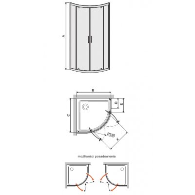 Sanplast TX kabina prysznicowa 80x80 cm półokrągła narożna typ KP2DJ/TX5b-80 600-271-0420-38-401
