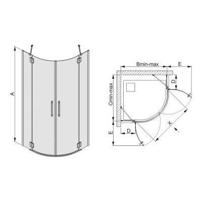 Sanplast Avantgarde kabina prysznicowa 90x90 cm półokrągła narożna typ KP4/AVIV-90-S cm/sbW0 600-084-0550-42-401